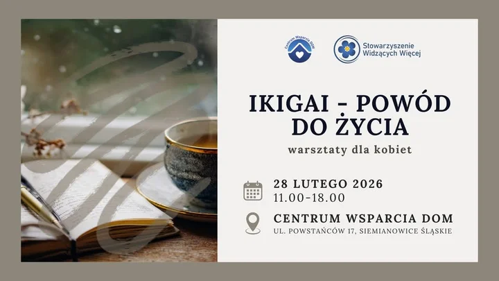 Grafika promocyjna wydarzenia IKIGAI — 7‑godzinne warsztaty dla kobiet „Ikigai – powód do życia”