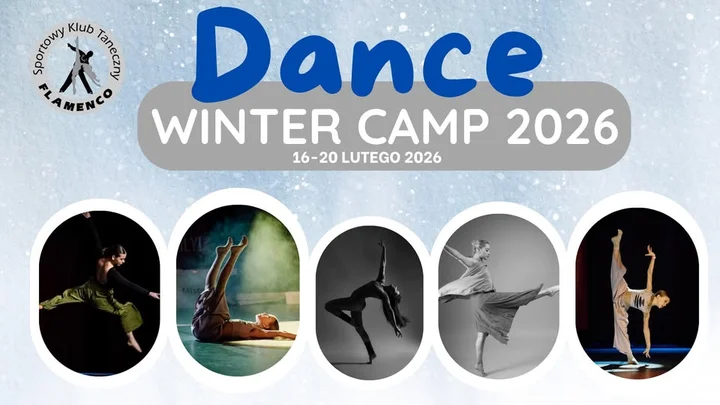 Grafika promocyjna wydarzenia DANCE Winter Camp 2026 — zimowe warsztaty taneczne w Siemianowicach Śląskich
