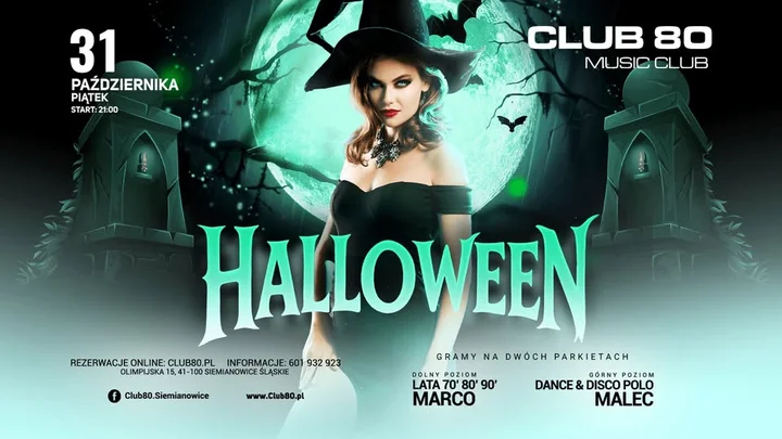 Grafika promocyjna wydarzenia Halloween Night w CLUB 80 — 31 października 2025