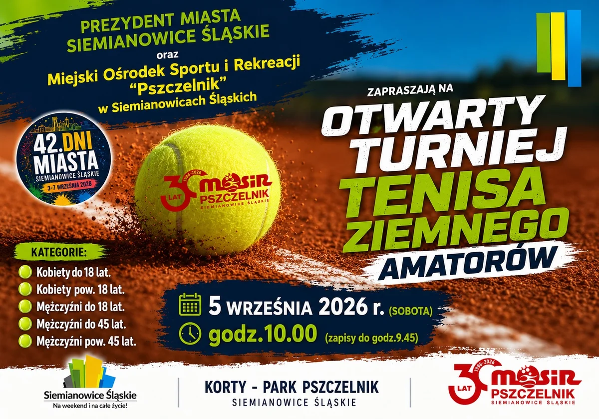Grafika promocyjna wydarzenia Otwarty Turniej Tenisa Ziemnego Amatorów o Puchar Prezydenta Miasta