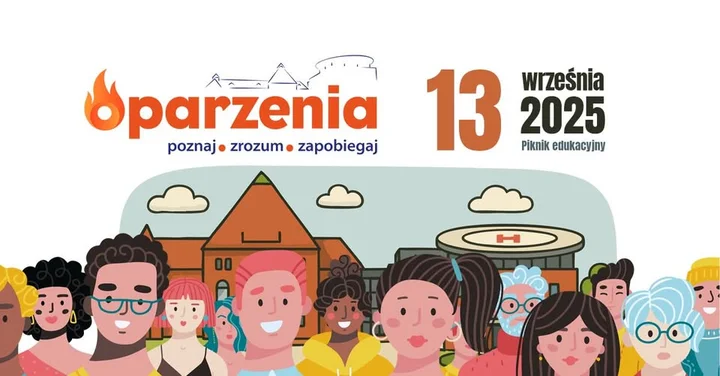 Obrazek przedstawia grafikę promocyjną wydarzenia Edukacyjny piknik o oparzeniach w Siemianowicach Śląskich