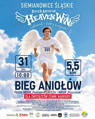 Grafika promocyjna wydarzenia Bieg Aniołów w Siemianowicach Śląskich