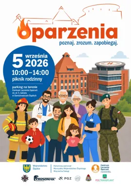 Grafika promocyjna wydarzenia III Piknik edukacyjny „Oparzenia – poznaj, zrozum, zapobiegaj”