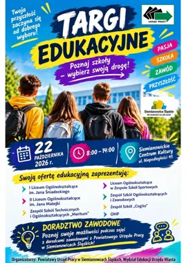 Grafika promocyjna wydarzenia Przystanek Przyszłość: Targi Edukacyjne w Siemianowicach Śląskich