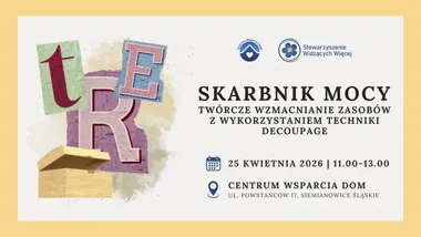 Grafika promocyjna wydarzenia Skarbnik mocy — twórcze wzmacnianie zasobów (decoupage)