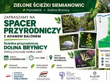 Grafika promocyjna wydarzenia Spacer przyrodniczy Doliną Brynicy z Adamem Balonem