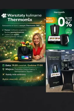 Grafika promocyjna wydarzenia Warsztaty kulinarne Thermomix w Piekielnie Dobra