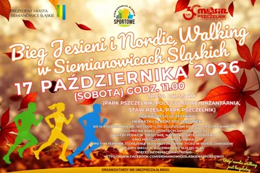 Grafika promocyjna wydarzenia XX Bieg Jesieni oraz Nordic Walking