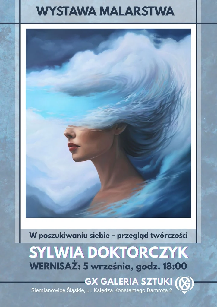 Obrazek przedstawia grafikę promocyjną wydarzenia Wernisaż malarski Sylwii Doktorczyk — prezentacja ponad 30 obrazów