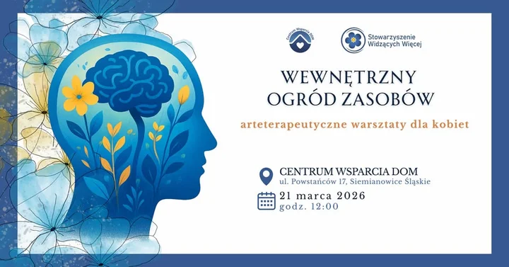 Grafika promocyjna wydarzenia Wewnętrzny ogród zasobów — bezpłatne warsztaty arteterapeutyczne dla kobiet (16+)