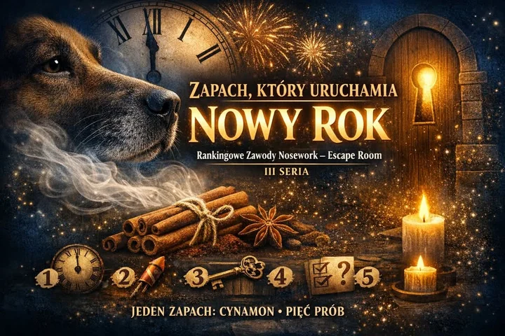 Grafika promocyjna wydarzenia ZAPACH, KTÓRY URUCHAMIA NOWY ROK — treningowe zawody nosework (rankingowe)