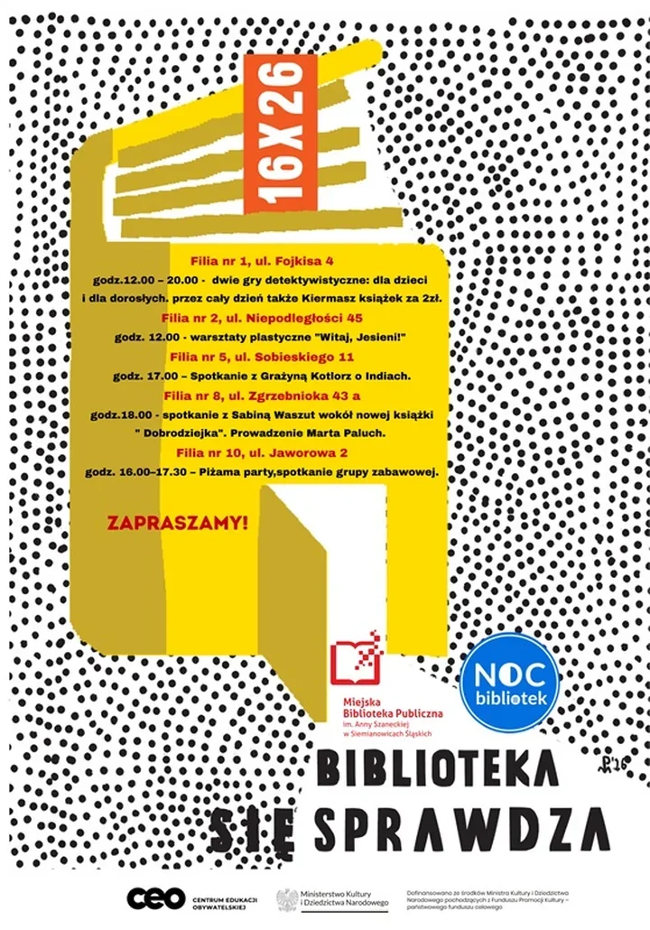 Pięć filii i pięć pomysłów na Noc Bibliotek w Siemianowicach Śląskich