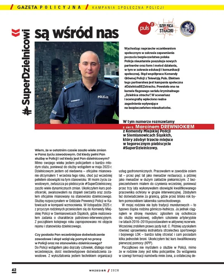 Siemianowicki dzielnicowy w „Gazecie Policyjnej” po sukcesie w plebiscycie